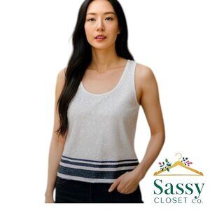 LOFT Sleeveless Top – Sequin Stripes, Cotton, Sz M, EUC